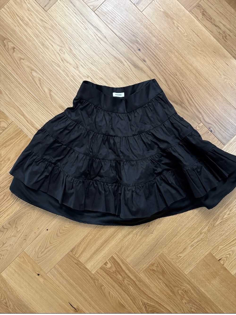 Women's Black Tiered Ruffle Midi Skirt